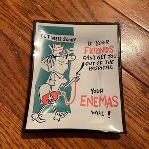 vtg 60s 70s Houze art glass ashtray get well enema hospital weird funny